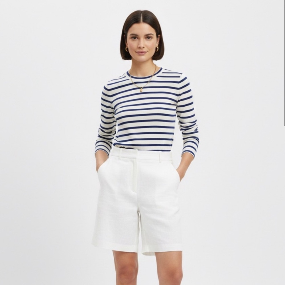 Argent Striped Long Sleeve Crew Neck Top